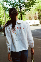 OLALA Embroidered Claudine Linen Blouse - White  x Laetitia Rouget - size M on pre-order for end of September delivery