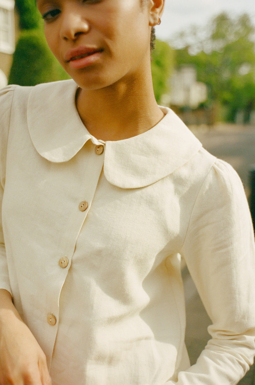 Claudine Linen Blouse  - Natural