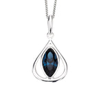 Beginnings Open Teardrop Pendant With Montana Blue Crystal