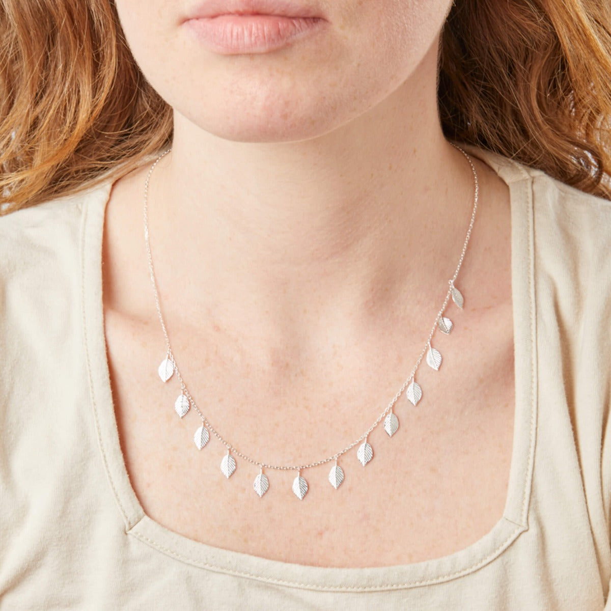 Beginnings Silver Multi Leaf Necklace