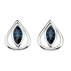Beginnings Open Teardrop Stud Earrings With Montana Blue Crystals