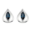 Beginnings Open Teardrop Stud Earrings With Montana Blue Crystals