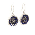 Dance of Stamens Medium Earring, Silver Hollow Bezel with Mobile Semiprecious Stones Lapis Lazouli