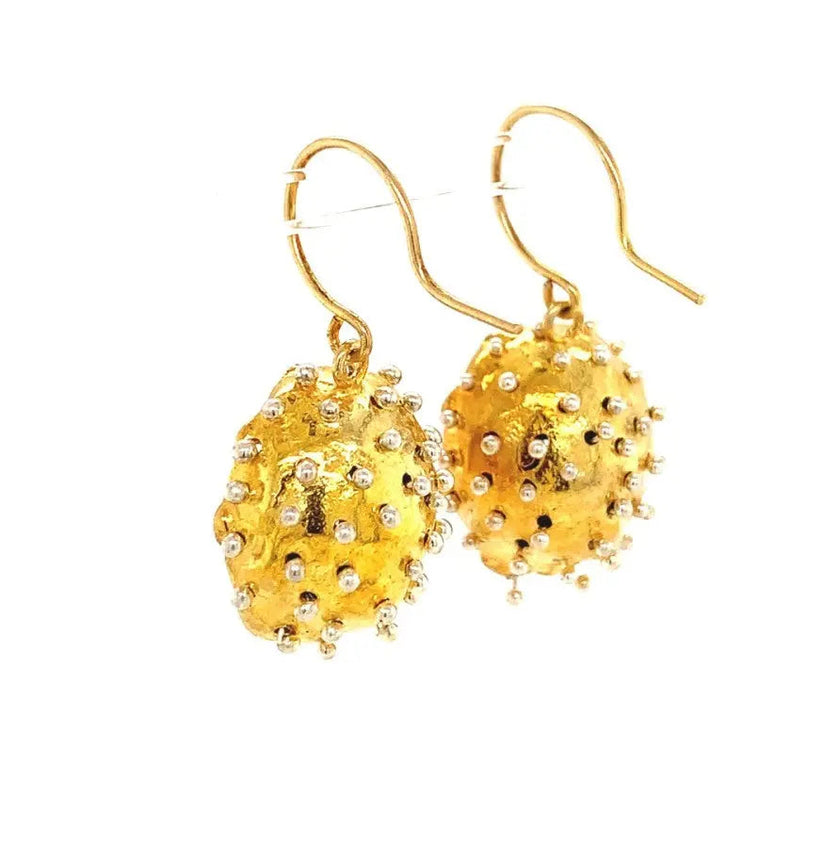Dance of Stamens Medium Earring, Gold Plated Earring with Lapis Lazuli