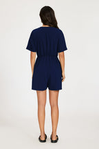 Button Down Playsuit In Navy