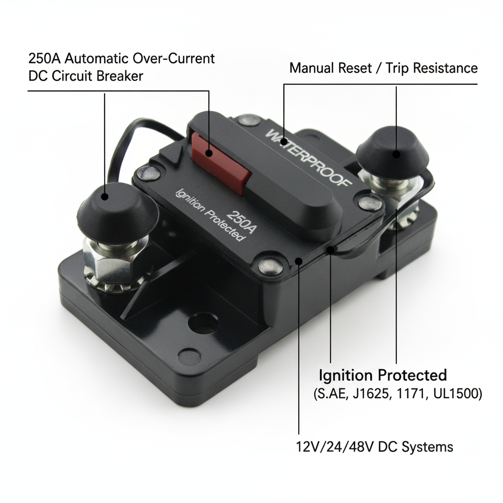 250A 12V/24V/48V Automatic over-current DC circuit breaker
