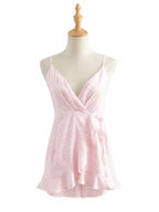 Pink Leopard Print Playsuit with Ruffle
