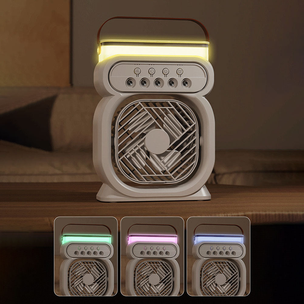 Aire acondicionado portátil 3 en 1, enfriador de aire evaporativo, luces nocturnas LED, 3 velocidades, ventilador humidificador para el hogar y la oficina