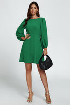 Back V Neck Mini Dress In Green