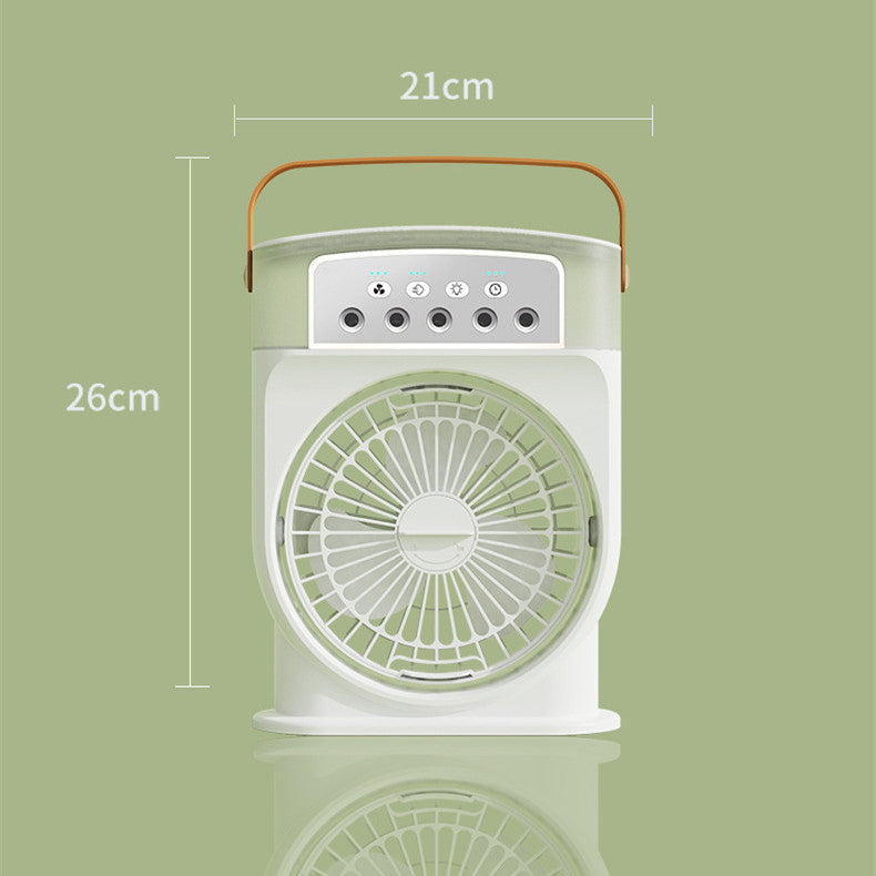 Ventilador de refrigeración portátil USB con 5 rociadores, luz de 7 colores, tanque de agua de 600 ml, humidificador enfriador de aire con rocío.