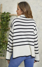 Black Striped Jumer Top In Beige