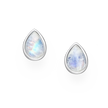 Rainbow Moonstone Droplet Sterling Silver Stud Earrings