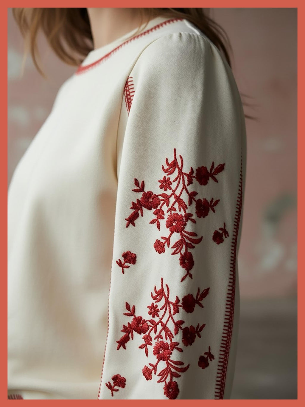 Catalina Embroidered Sweater In Cream