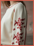 Catalina Embroidered Sweater In Cream