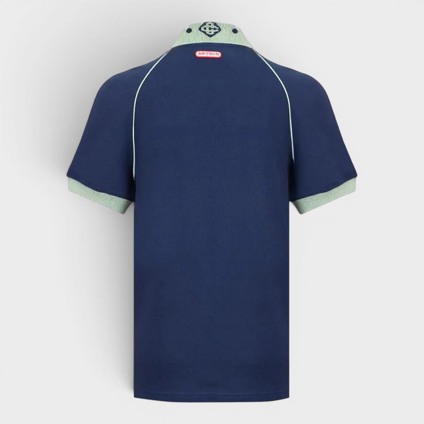 Chenille Collar Raglan Polo Navy