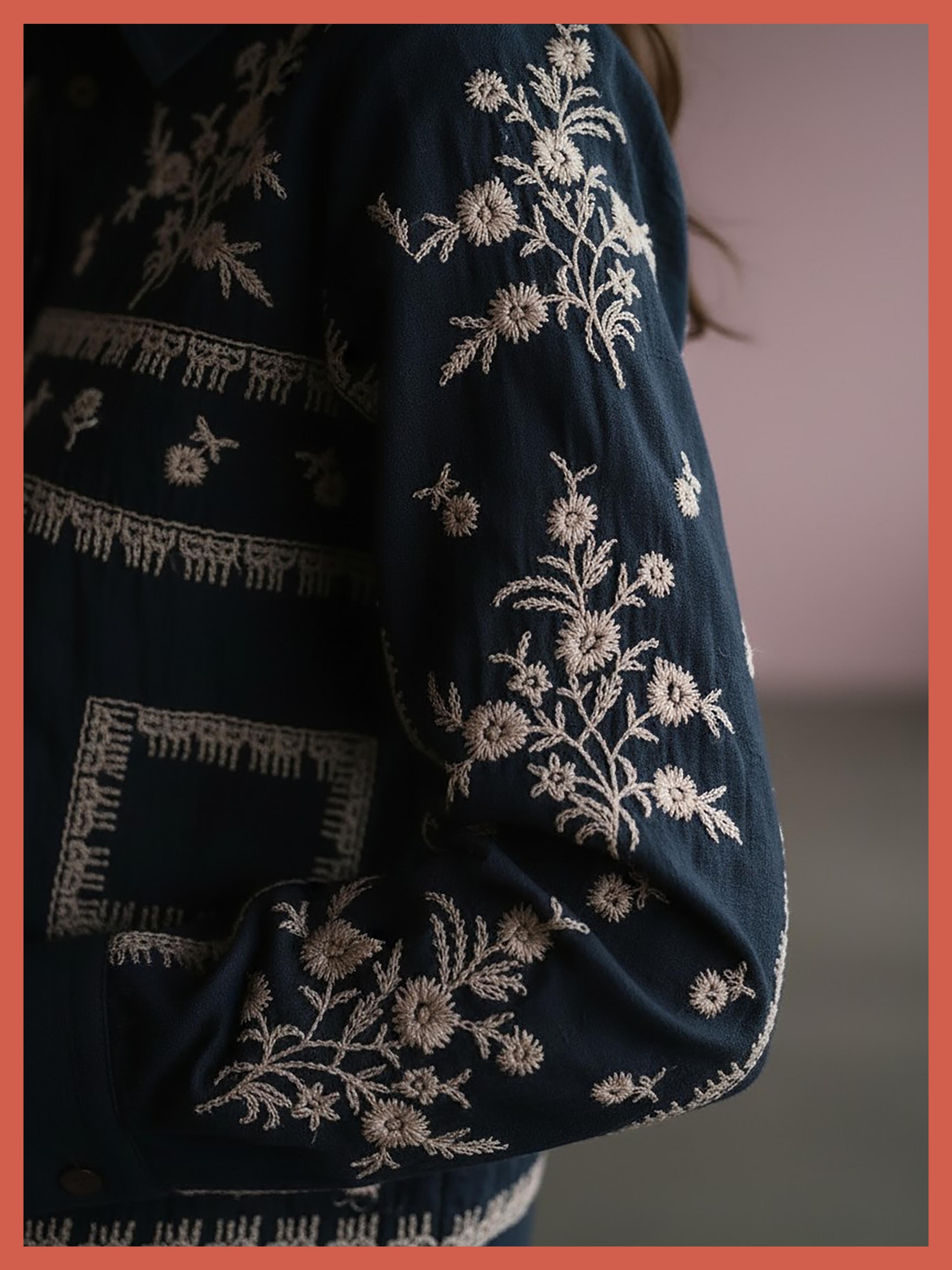 Sienna Embroidered Cropped Shirt In Dark Navy