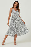 Button Down High Low Strappy Dress In White