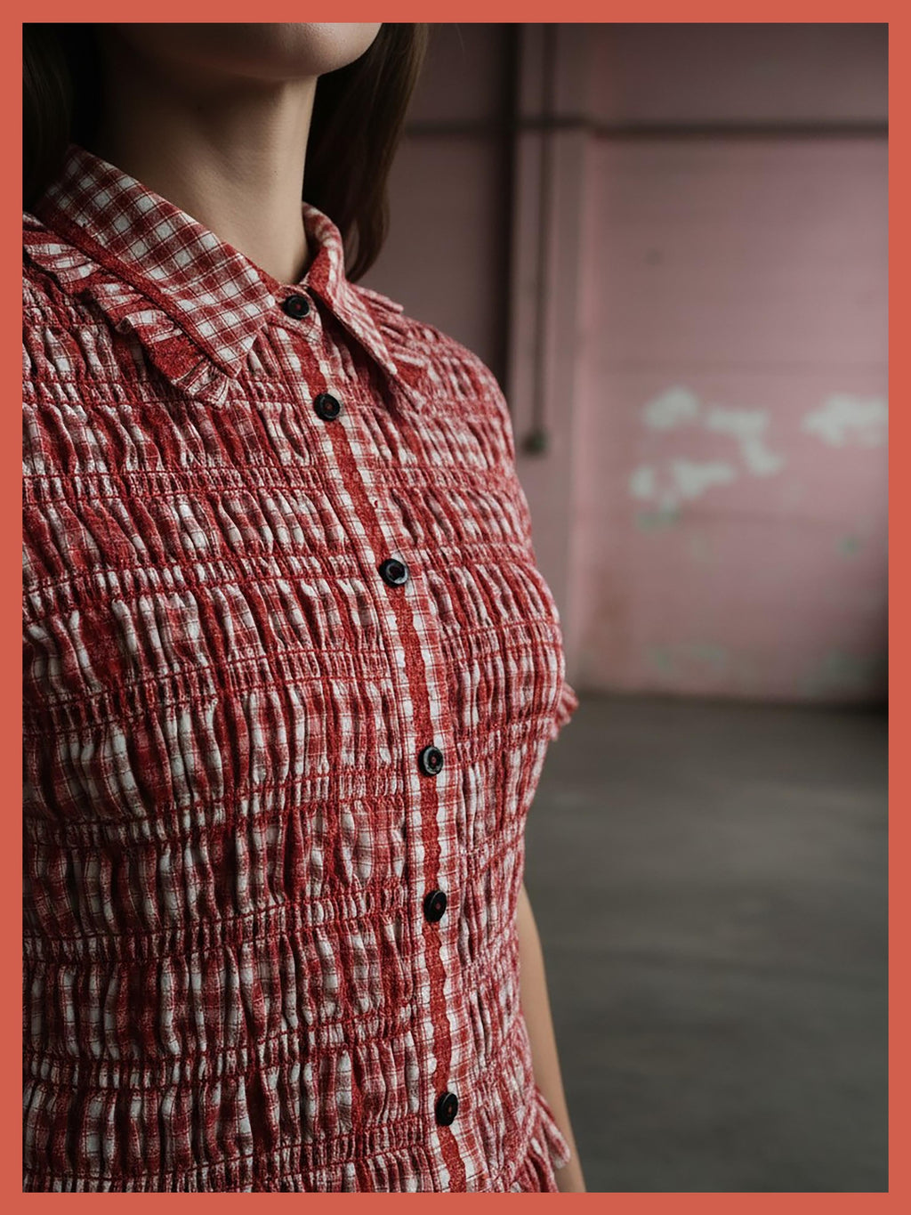 Astrid Gingham Blouse - Red