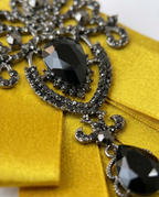 Luxurious Golden & Black Gemstone Bow Tie