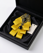Luxurious Golden & Black Gemstone Bow Tie