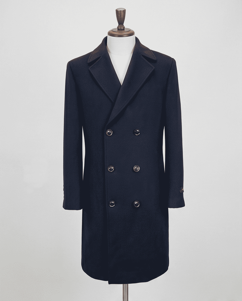 Classic Double-Breasted Wool Blend Overcoat