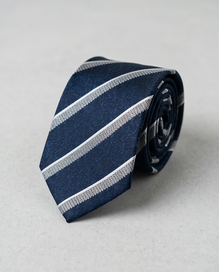 Classic Navy and Silver Stripe Tie