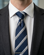 Classic Navy and Silver Stripe Tie
