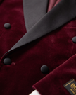 Burgundy Double Breasted Velvet Tuxedo Blazer