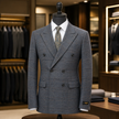 Charcoal Blue Glen Check Double-Breasted Suit