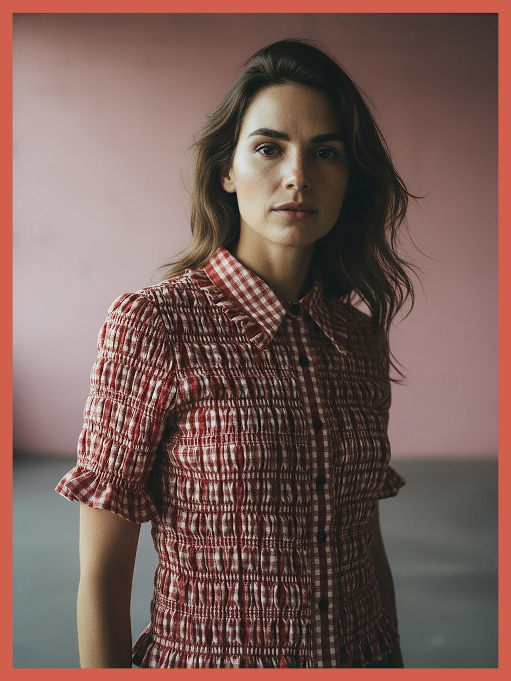 Astrid Gingham Blouse - Red