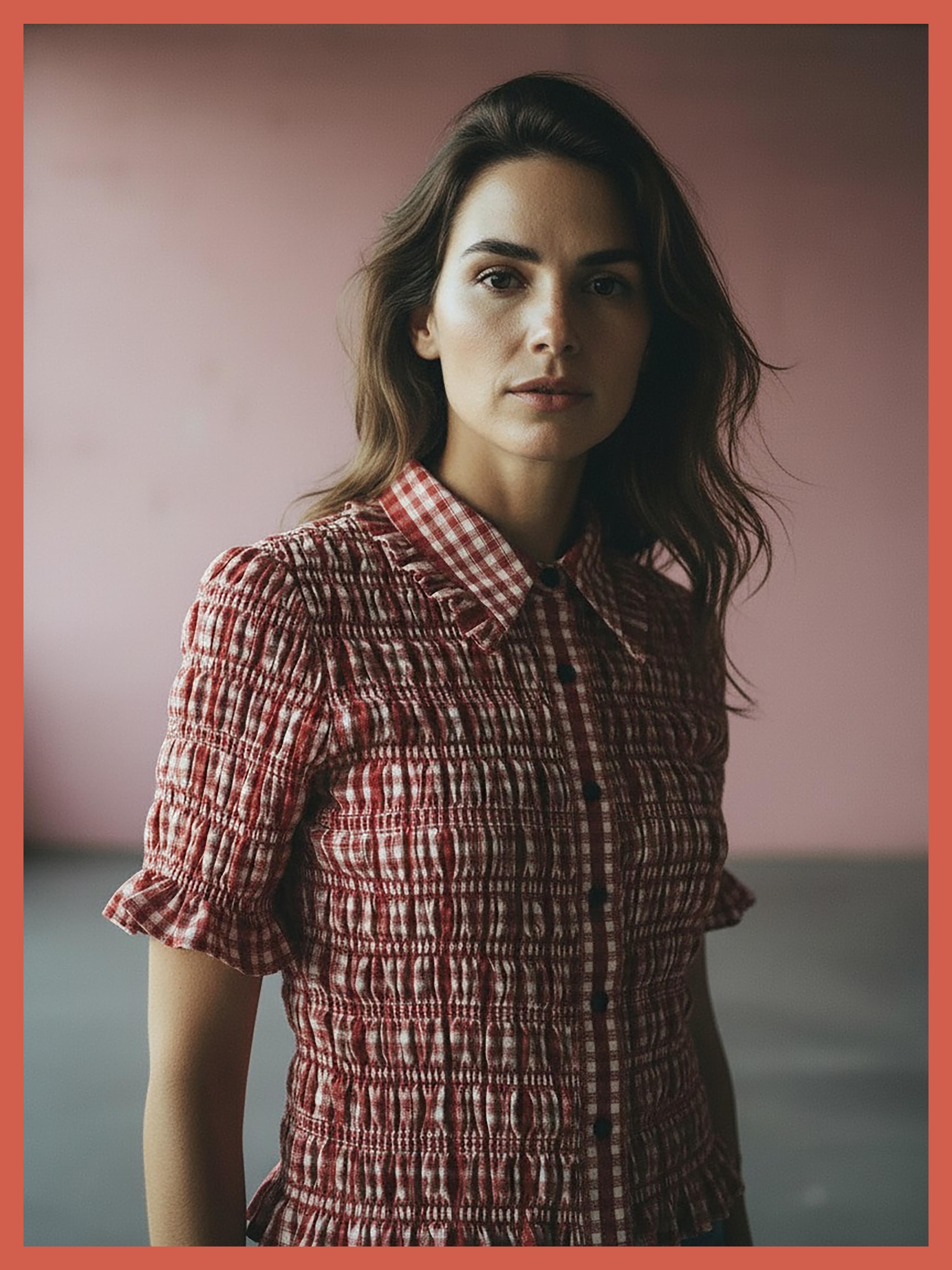 Astrid Gingham Blouse - Red