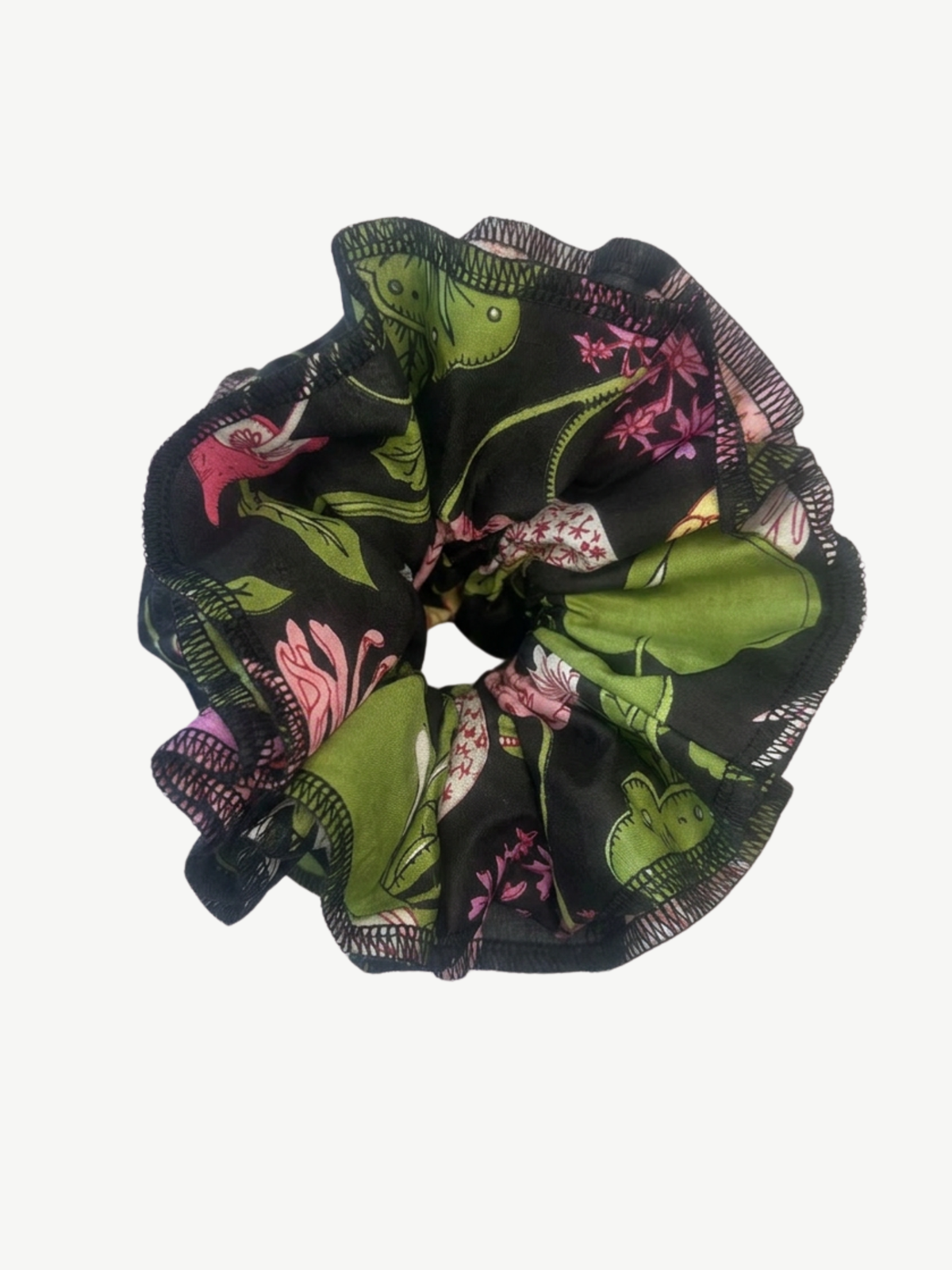 Organic Cotton floral black scrunchie - Azaria | No More Nobody