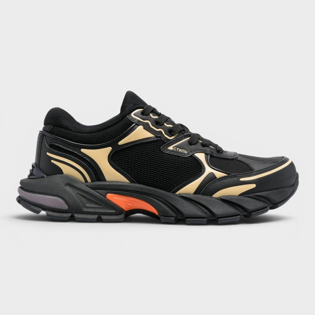 Block Stepper Sneakers Black Beige