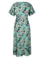Summer Wrap Midi Dress In Mint Floral Print