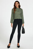 Floral Print Side Tie Blouse Top In Olive