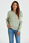 Stripe Pattern Jumper Top In Olive