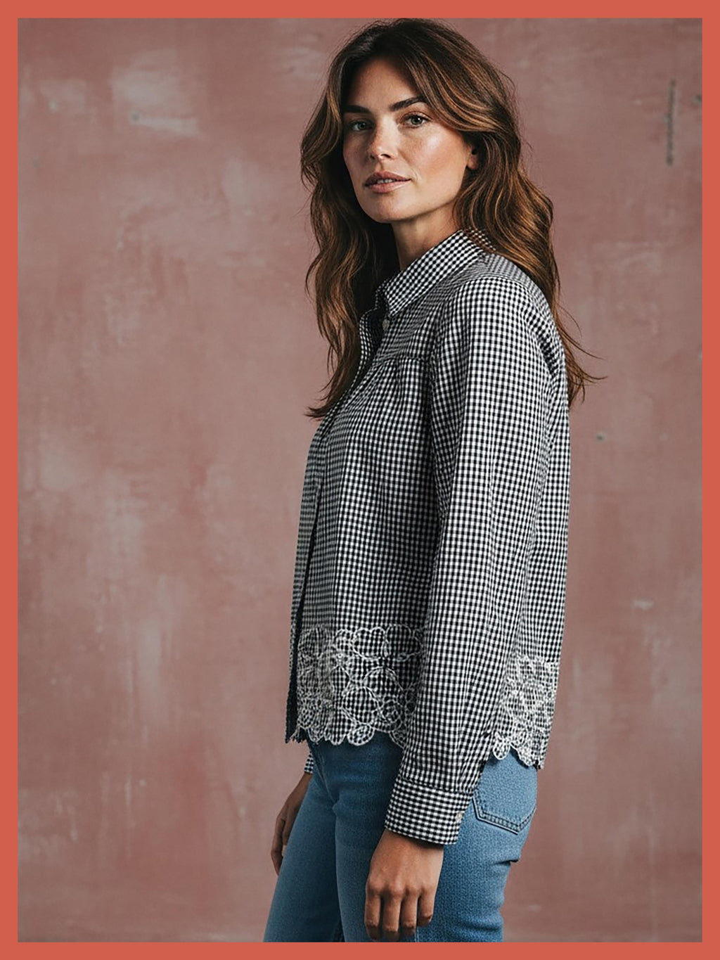 Koren Embroidered Blouse In Black Gingham