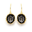 Dance of Stamens Medium Earring, Gold Plated Hollow Bezel with Black Spinel
