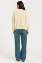 Red Trim Embroidered Cherry Knit Cardigan In Cream