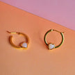 Gold Pink Opal Heart Hoop