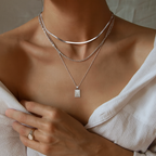 18K Gold Plated Radiant Rectangle Necklace