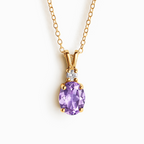 Collier pendentif améthyste lavande en vermeil d'or 18 carats