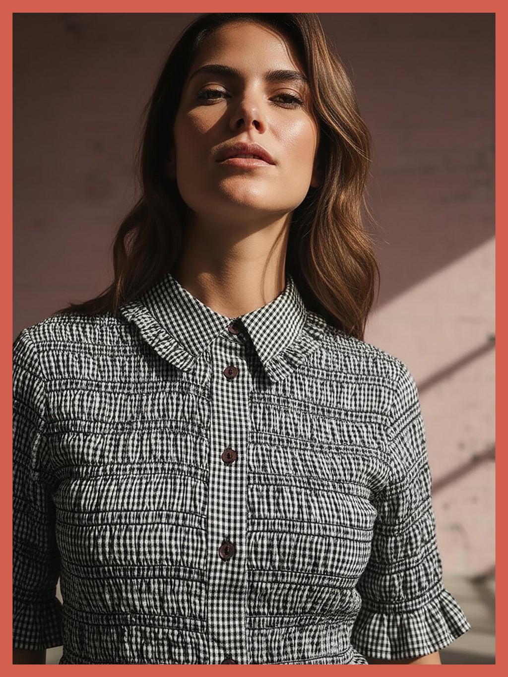 Astrid Gingham Blouse - Black