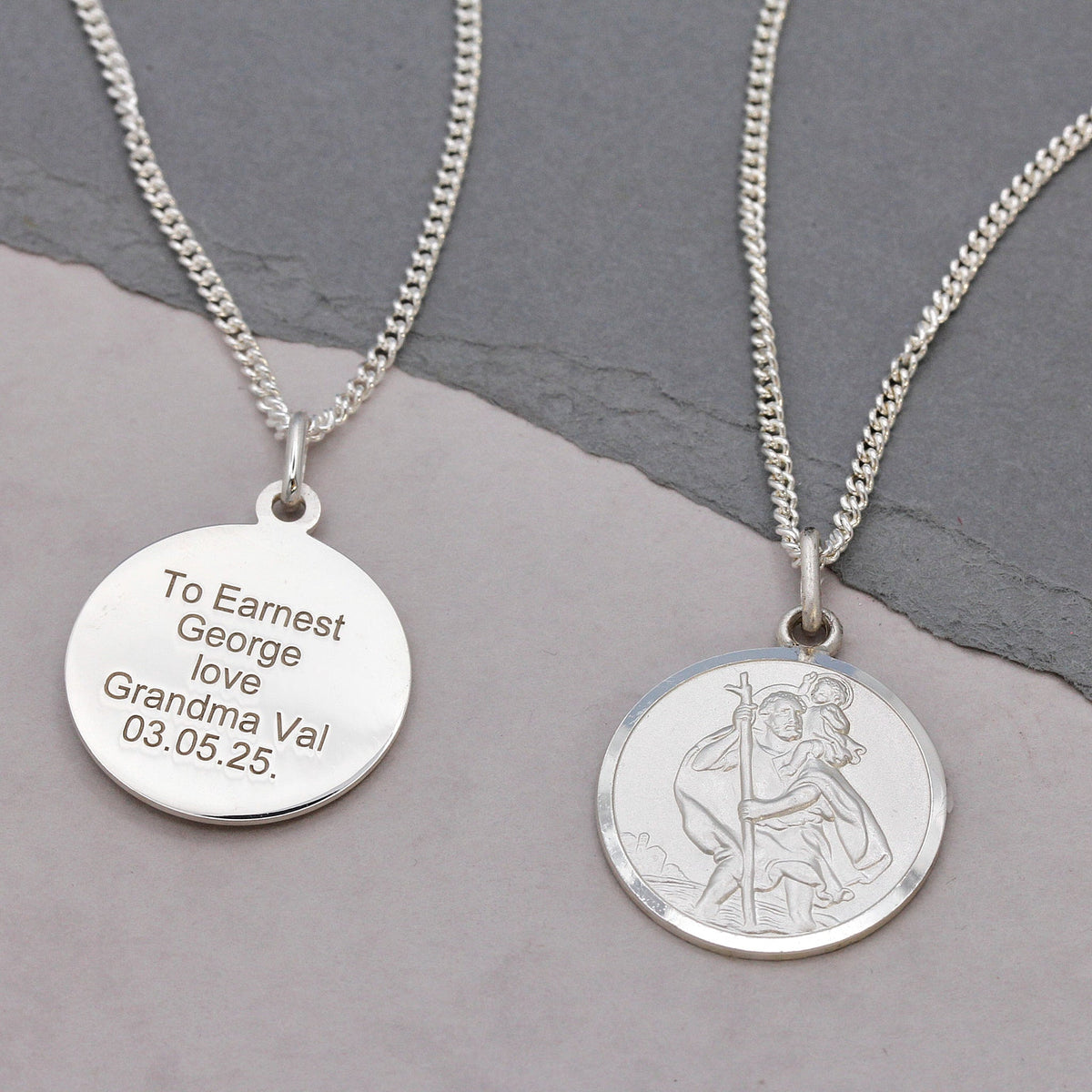 Classic St Christopher Necklace Sterling Silver 20mm