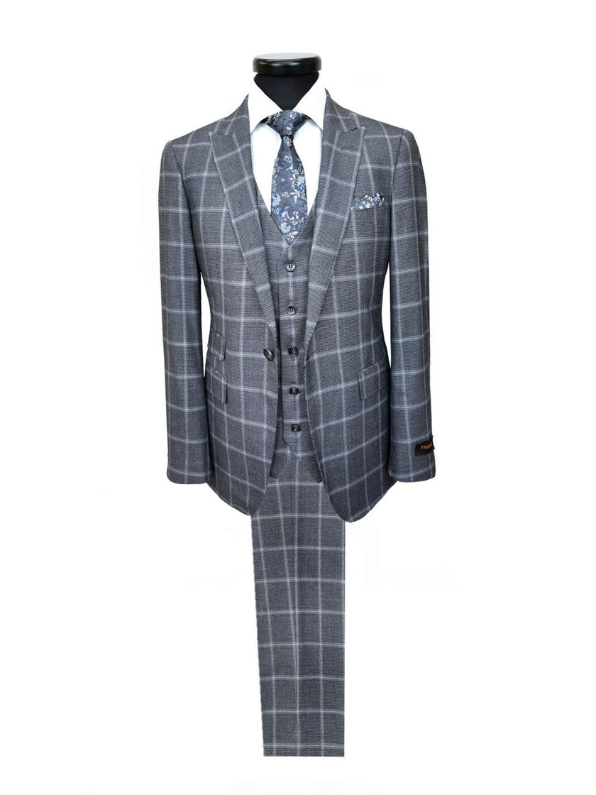 Grey Check Houndstooth 3-Piece Suit