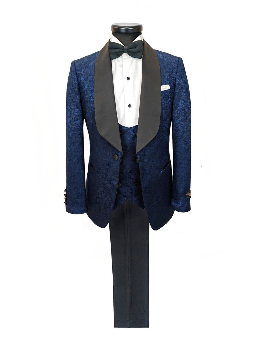 Navy Floral Style 3-Piece Tuxedo