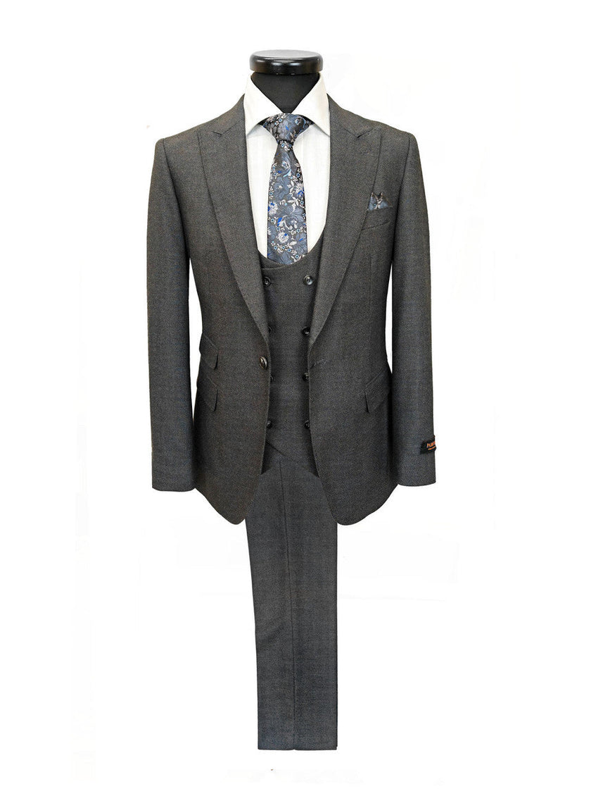 Dark Grey Birdseye 3-Piece Suit