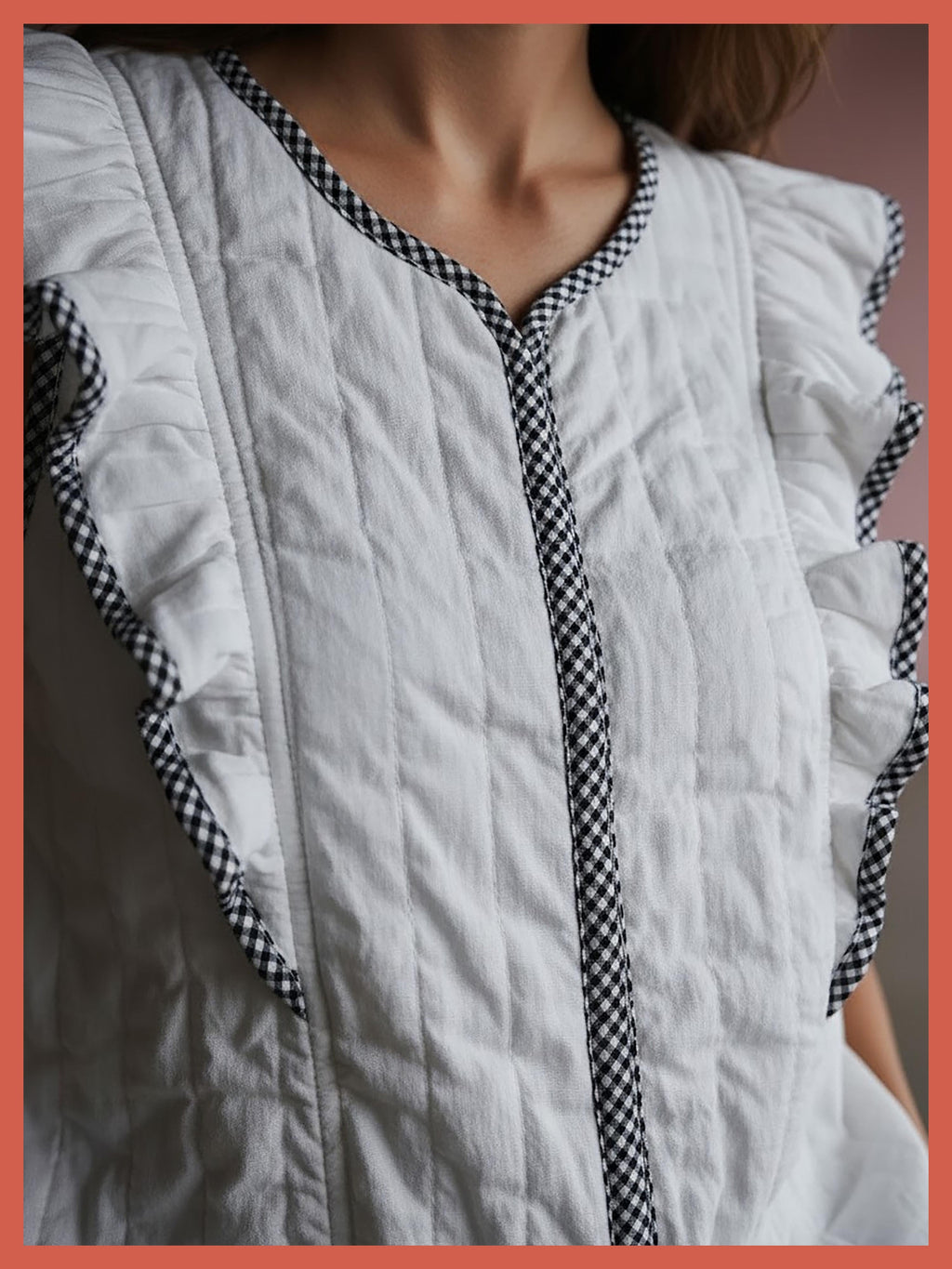 Aster Padded Frill Gilet - White