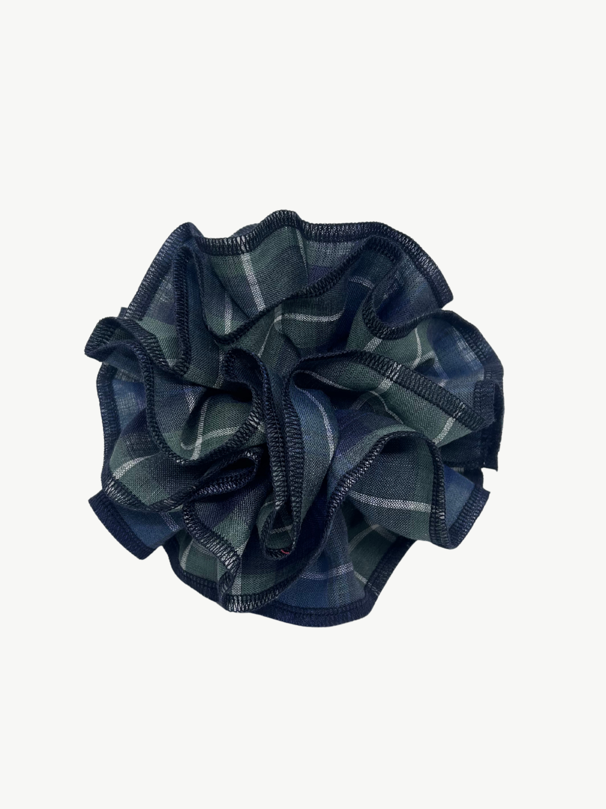 Organic Linen green check scrunchie – Azaria | No More Nobody