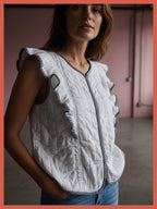 Aster Padded Frill Gilet - White
